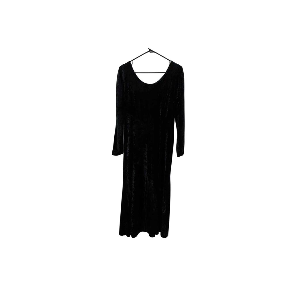 All That Jazz Vintage 90s Black Crushed Velvet Dress Long Sleeve Empire Waist M